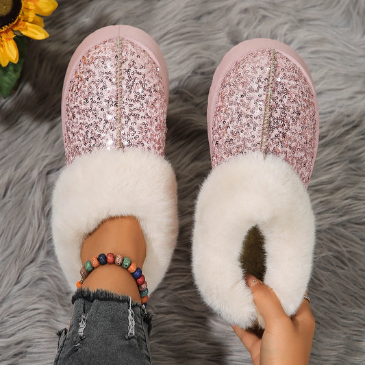 Thick-Soled Furry Tube Snow Boots