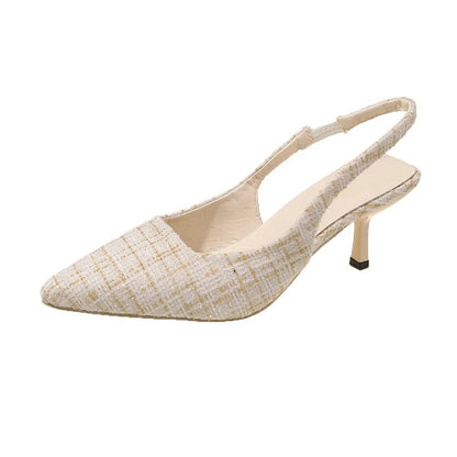 Women's Slingback Heels - Pointed Toe - Textured Design - Elegant & Comfortable