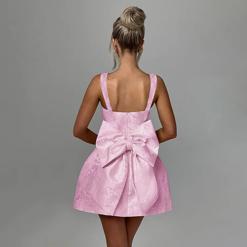 Jacquard A-Line Mini Dress with Wide Straps