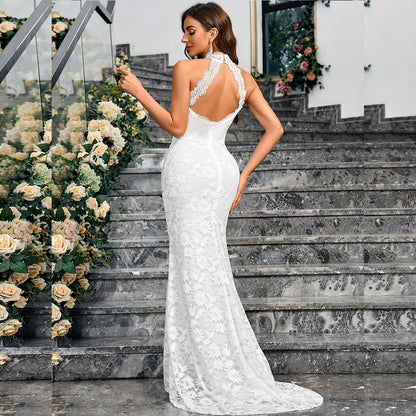 Women's elegant fishtail sleeveless slim fit evening dress
