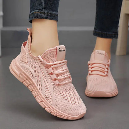 Men’s Athletic Sneakers - Breathable Knit Mesh - Cushioned Sole - Lace-Up Casual Shoes