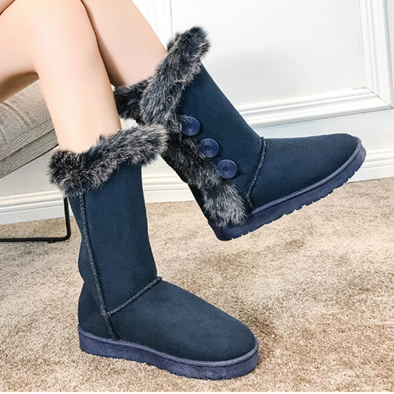 Women's waterproof winter slip-on snow boots