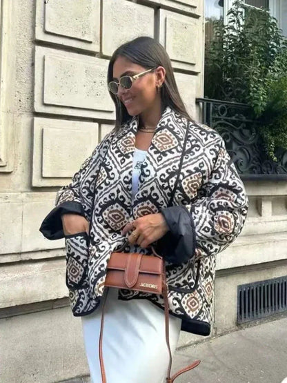 Women's casual oversized printed jacket