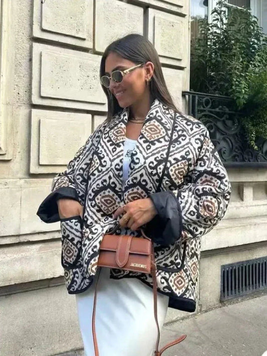 Oversized Printed Casual Jacket