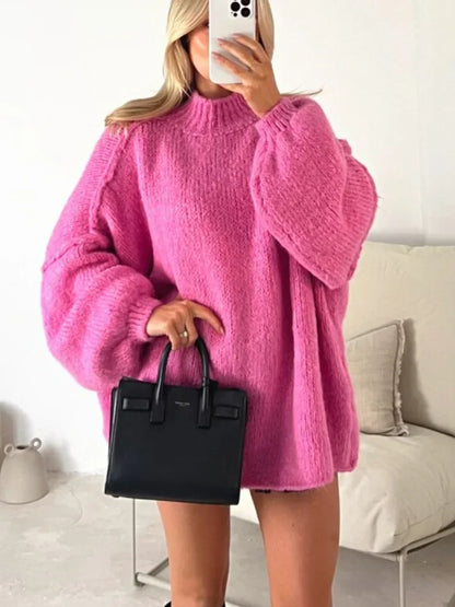 Women's stand-up collar knitted pullover sweater