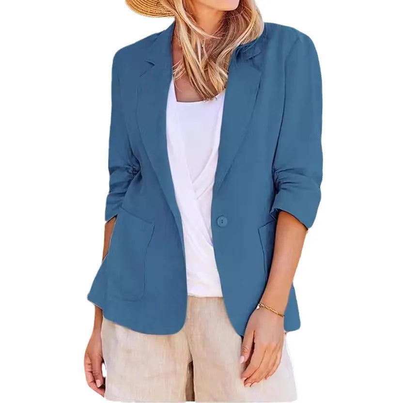 Women's solid color loose fit single-breasted suit