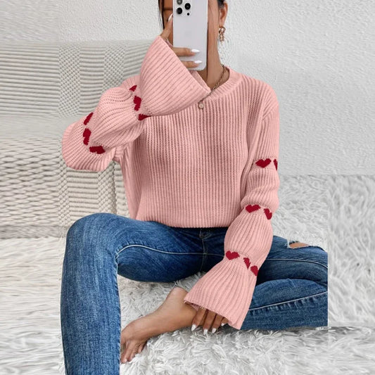 Elegant Jacquard Knit Cinched Waist Sweater