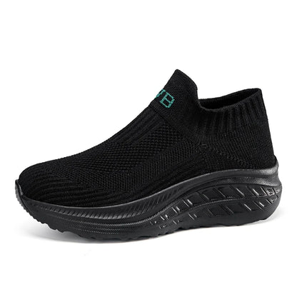 Women’s Slip-On Sneakers - Breathable Knit Upper - Lightweight Casual Shoes