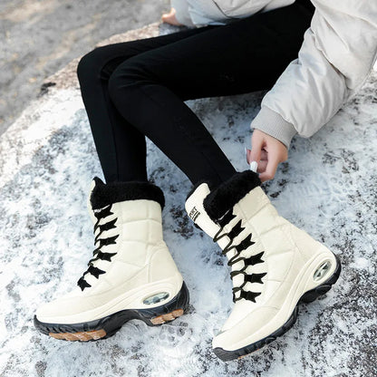 Women's winter mid-calf waterproof snow boots