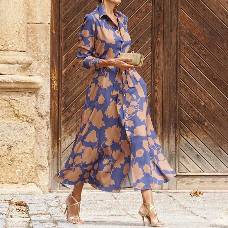 Floral Print Belted Shirt Dress