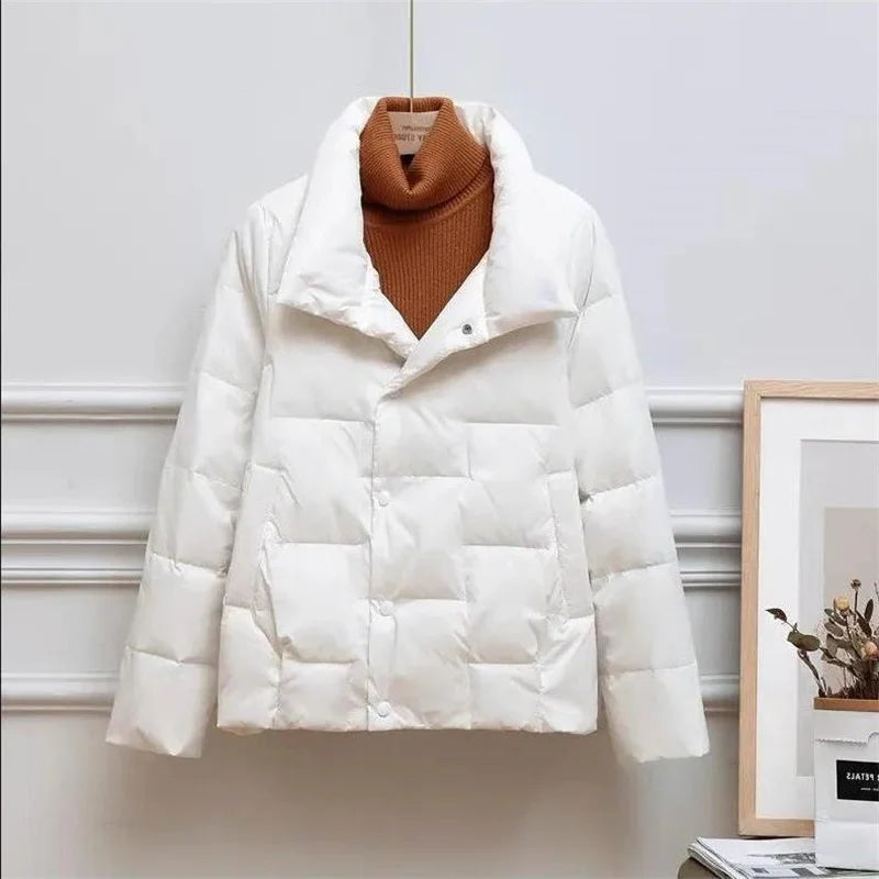 Women's ultra-thin light down jacket with stand collar