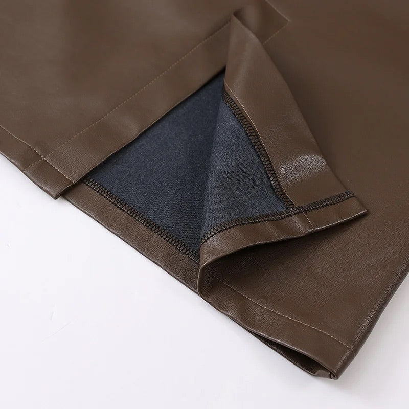 Isla A-Line Midi Skirt | High-Waisted Front Slit Skirt