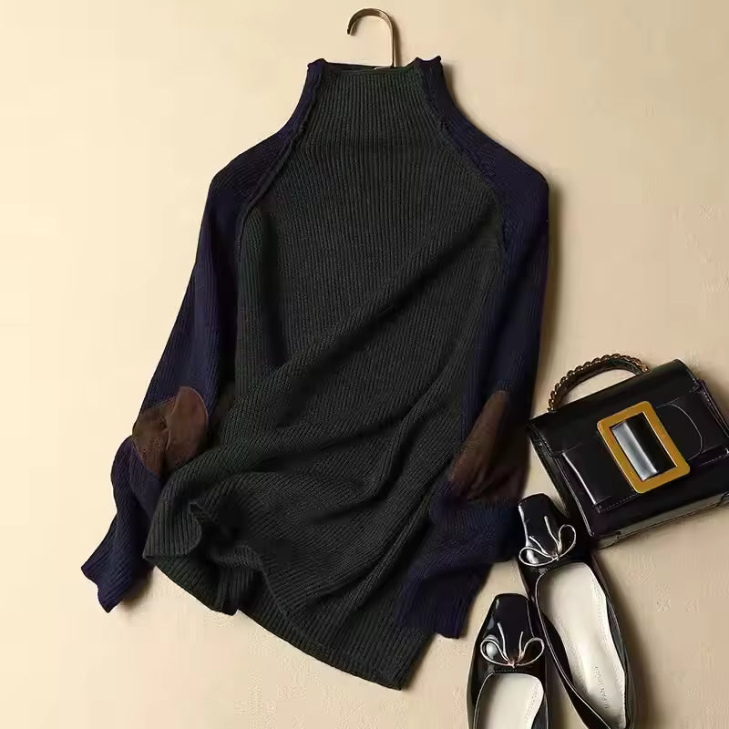 Knit Wool Blend Relaxed Fit Pullover Sweater 
