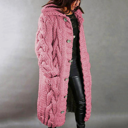Women's warm single breasted cardigan with pockets