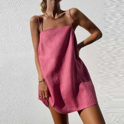 Women's Slip Dress - Lightweight Cotton - Adjustable Straps - Flowy Above-Knee Design