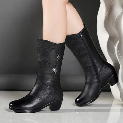 Women's wedge heel mid-calf martin boots