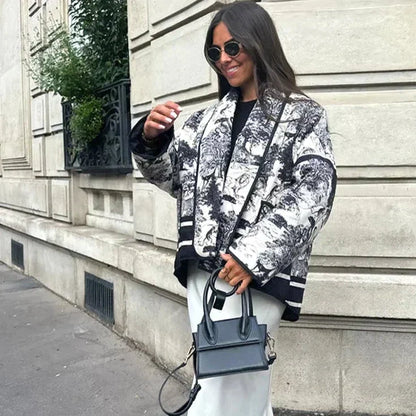Women's porcelain pattern loose coat