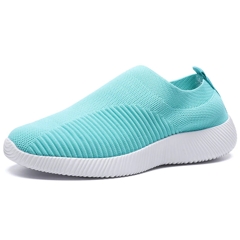 Women's Slip-On Sneakers - Breathable Knit - Lightweight Cushioned Sole - Casual Wear
