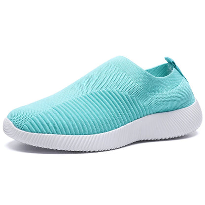 Women's Slip-On Sneakers - Breathable Knit - Lightweight Cushioned Sole - Casual Wear