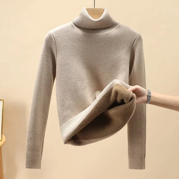 Women's turtleneck knit pullover sweater