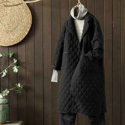 Women's winter quilted knee-length windbreaker coat