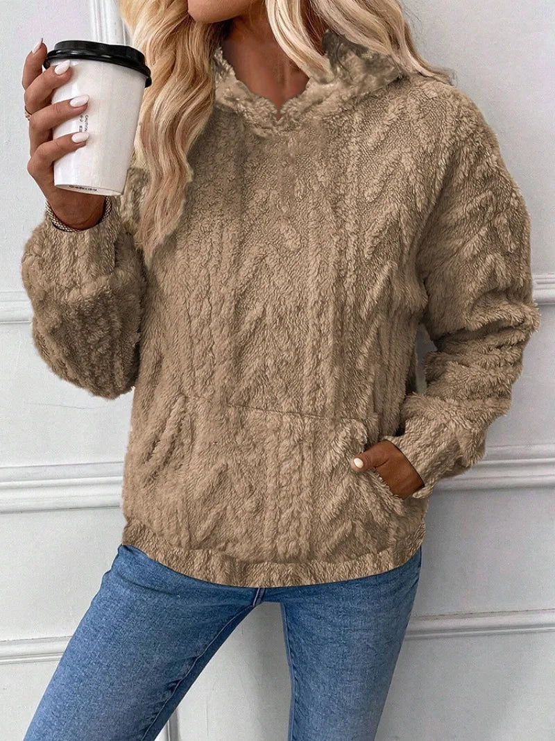 Women's jacquard hooded pullover sweater