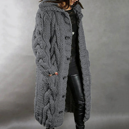 Women's warm single breasted cardigan with pockets