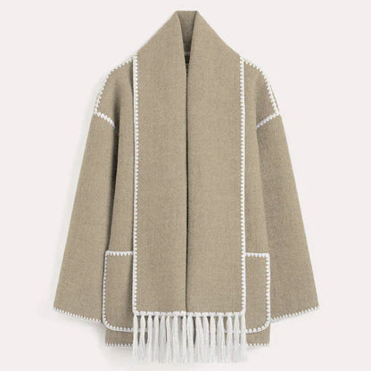Women's winter coat with scarf collar