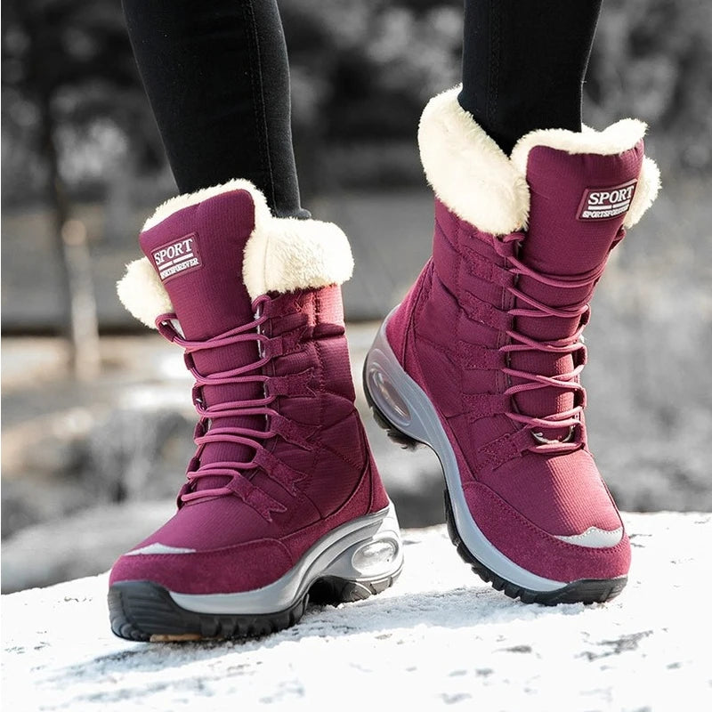 Women's winter mid-calf waterproof snow boots