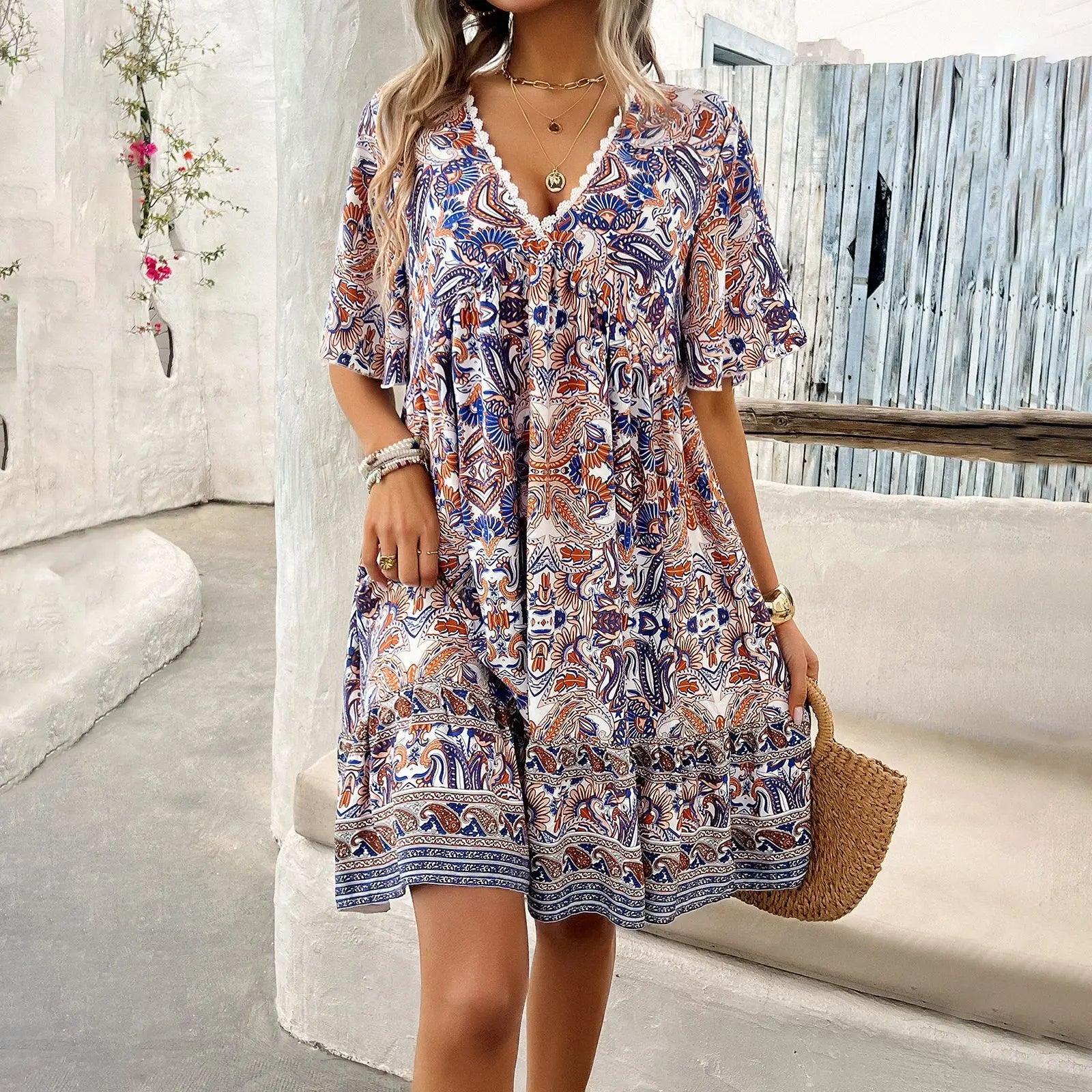 Lightweight Relaxed Fit Bohemian Cotton Dress