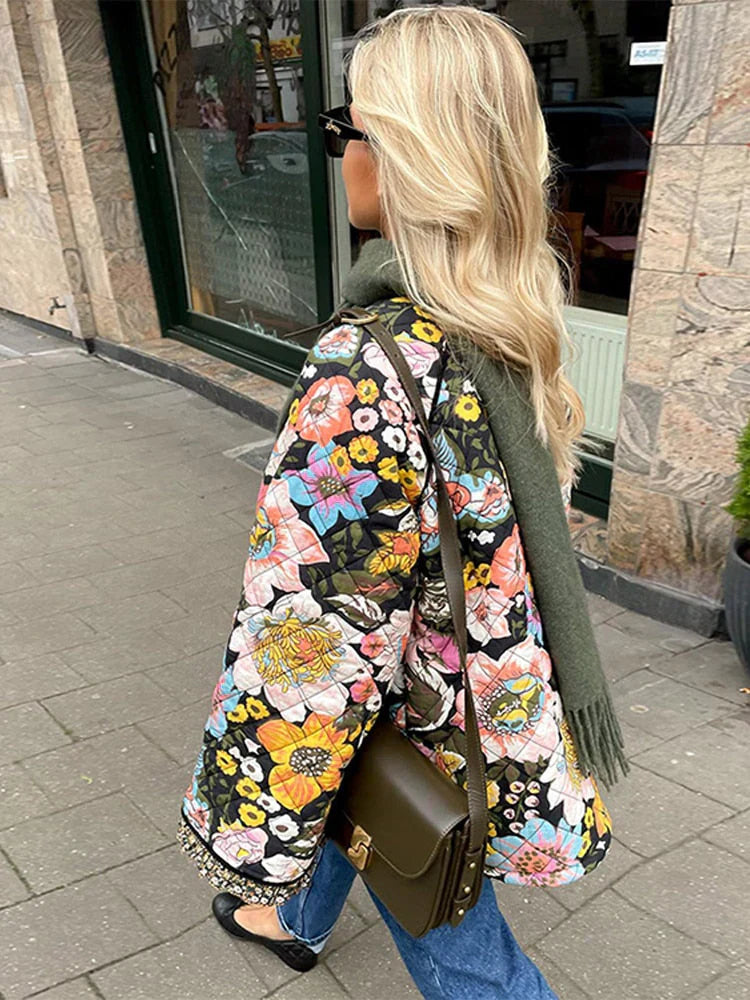 Oversize flower print jacket for women