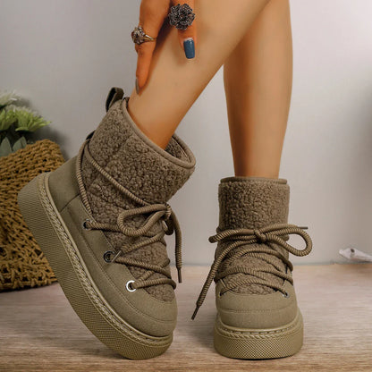 Women's winter boots non-slip warm lace-up