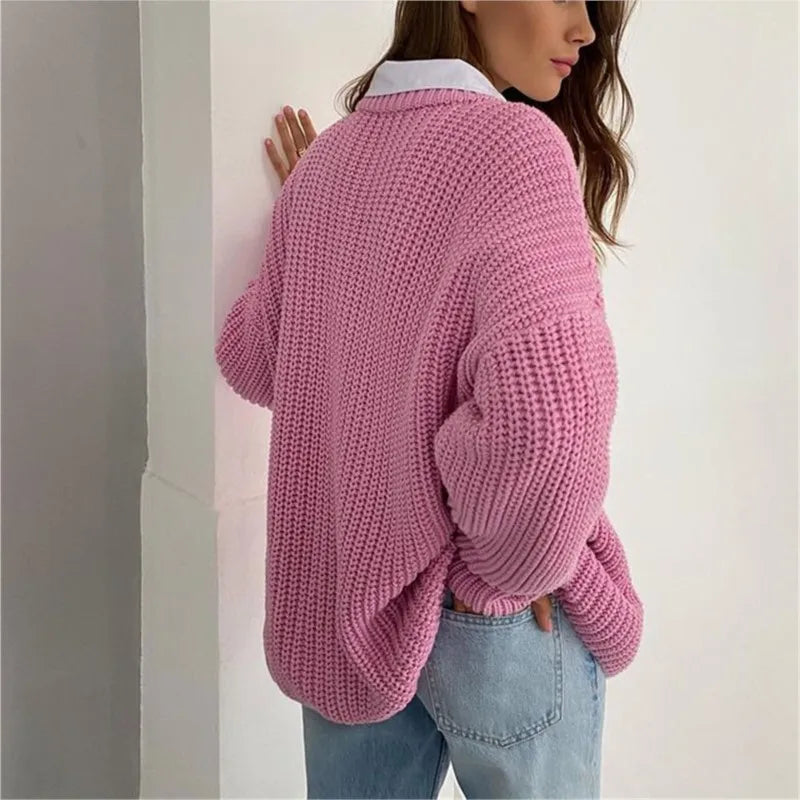 Fashionista round neck sweater loose fit for women