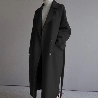 Elegant tailored women's long winter coat