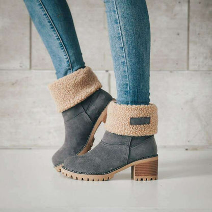 Sienna Ankle Boots | Fur Trim Block Heel Ankle Boots