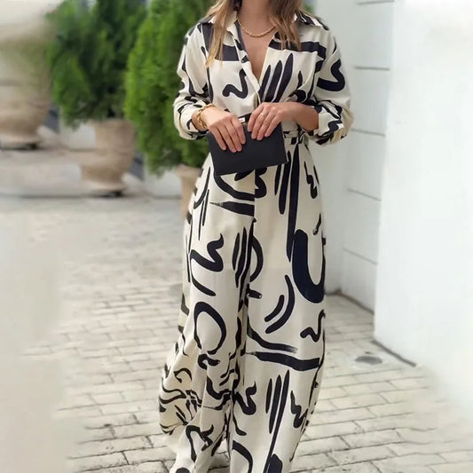 Abstract Print Wide Leg Jumpsuit