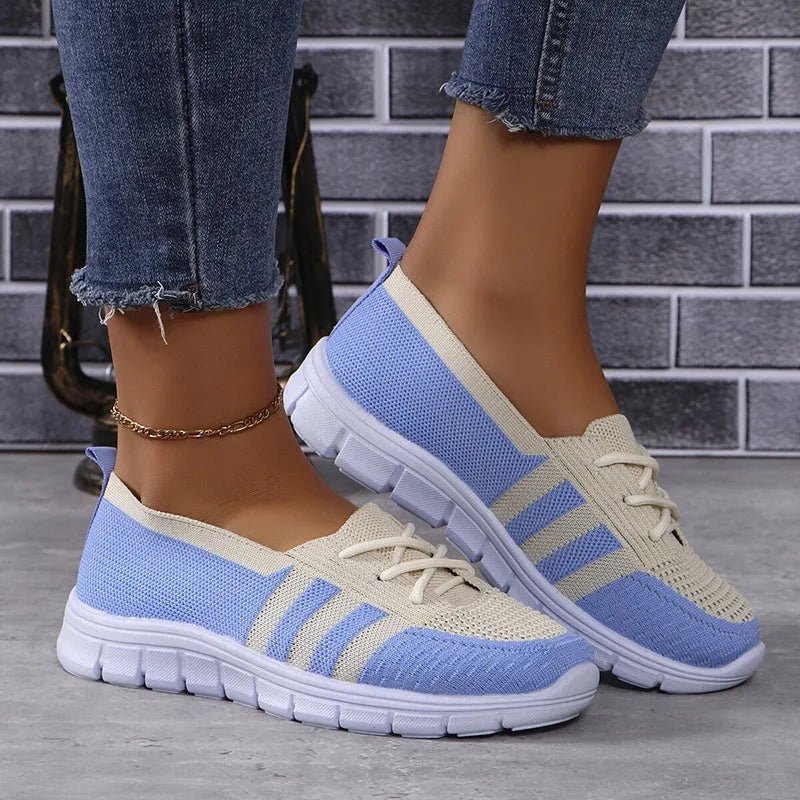 Women's Slip-On Sneakers - Breathable Knit Upper - Lightweight Casual Comfort