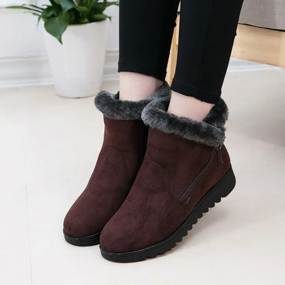 Women's winter plush zipper no-slip boots