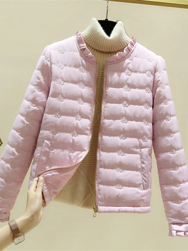 Women's casual lightweight ruffle-hem jacket