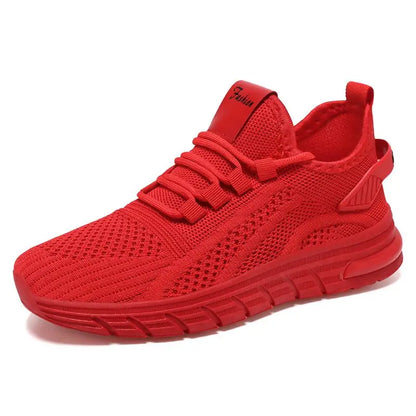Men’s Athletic Sneakers - Breathable Knit Mesh - Cushioned Sole - Lace-Up Casual Shoes