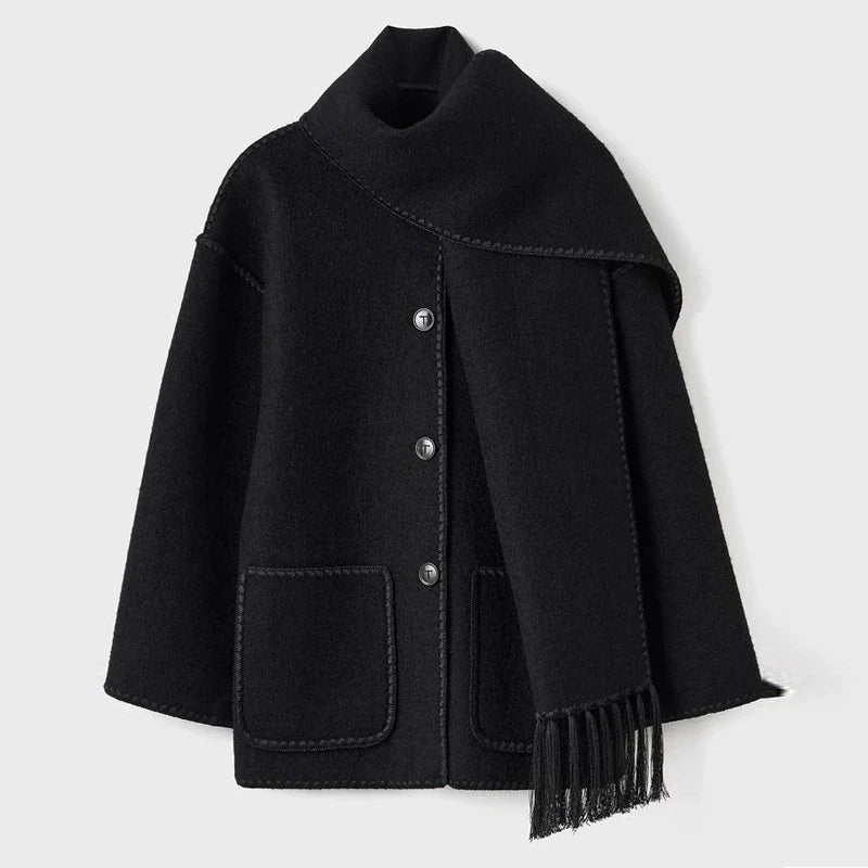 Women's winter coat with scarf collar