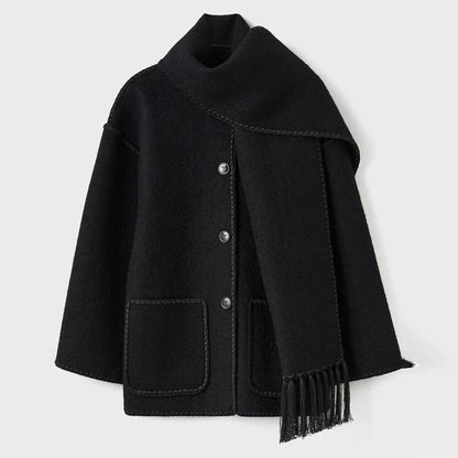 Women's winter coat with scarf collar