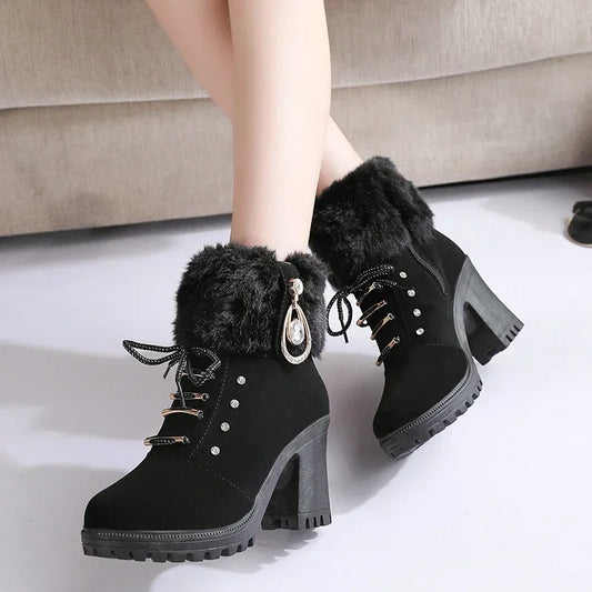 High Heel Side Zipper Short Boots