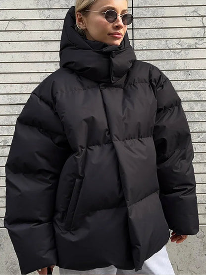 Women's oversized puff hooded jacket