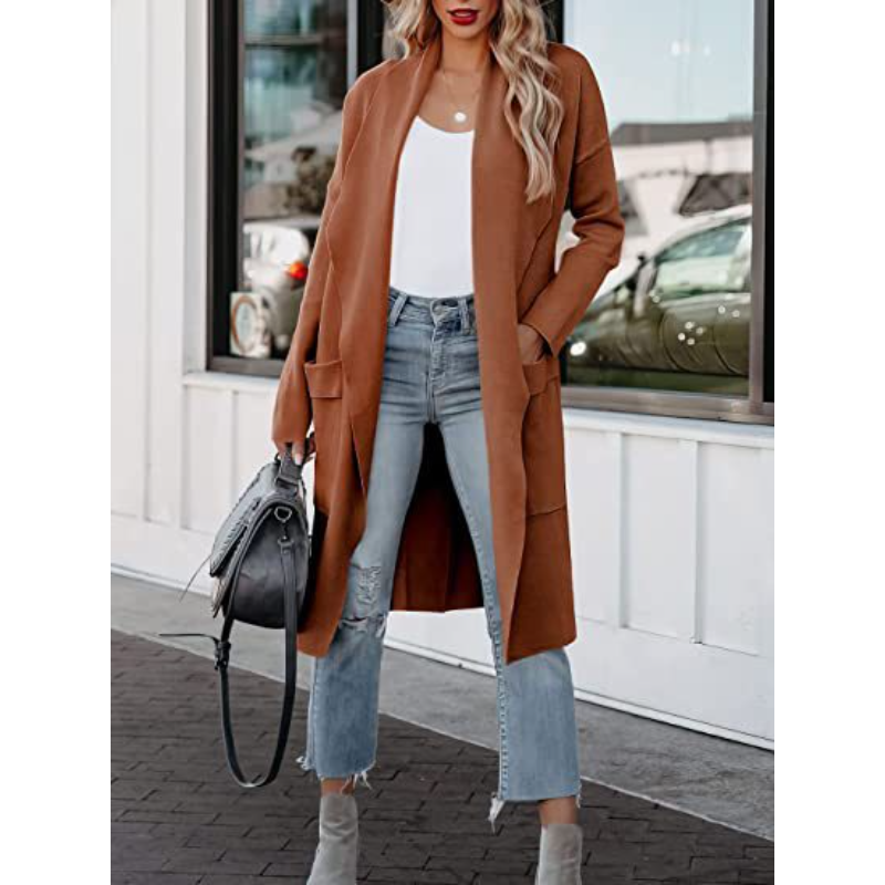 Women's casual warm long coat jacket