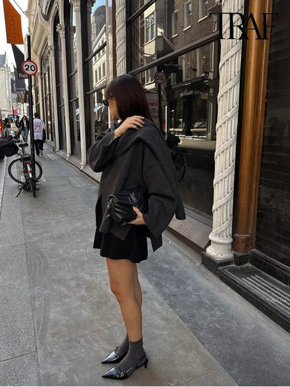 Stylish shawl collar coat for women