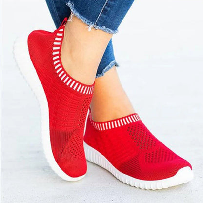Women's Slip-On Sneakers - Breathable Knit Upper - Lightweight Cushioned Sole