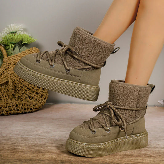 Warm Non-Slip Lace-Up Winter Boots