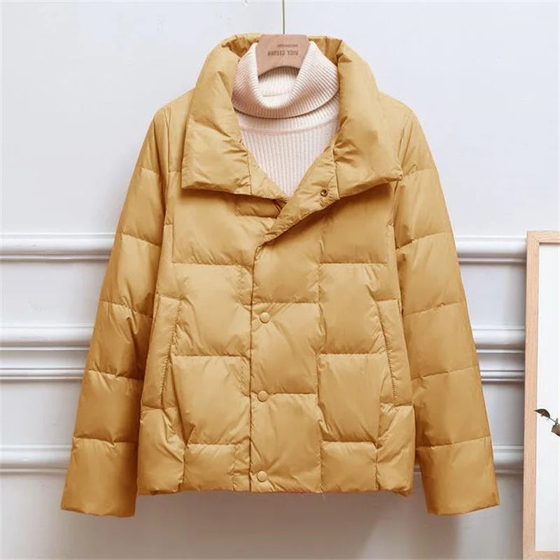 Women's ultra-thin light down jacket with stand collar