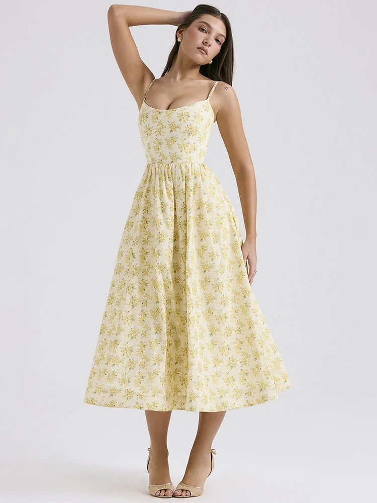 Floral Print Cotton Blend A-line Dress